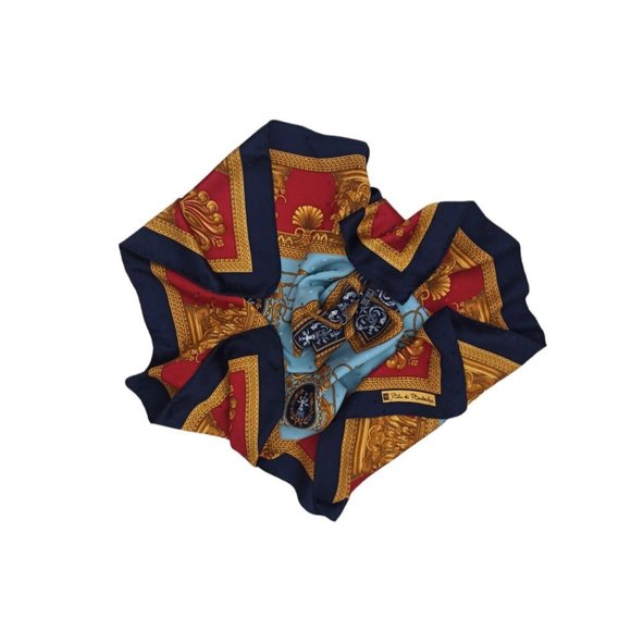 BLU DI BALESTRA Blue Royal Silk Scarf ITALY 34.5"/ 34.5” EC - Picture 9 of 10